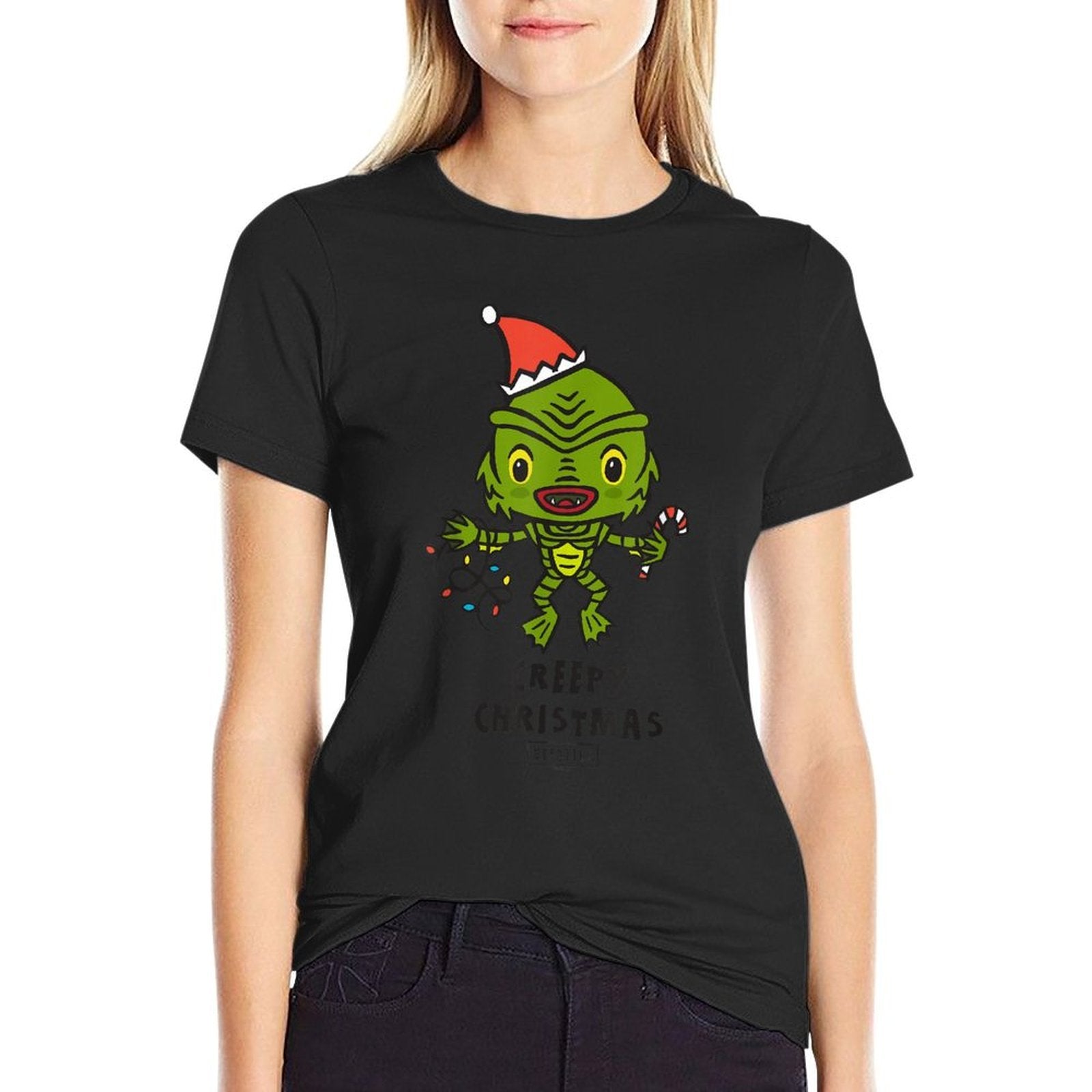 Universal Monsters Creature from The Black Lagoon Christmas  High-quality Stitching T-Shirt