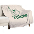 Green New Orleans Tulane Illustrated World Touching Butterfly - Retro Trendy Comfort Throw Blanket
