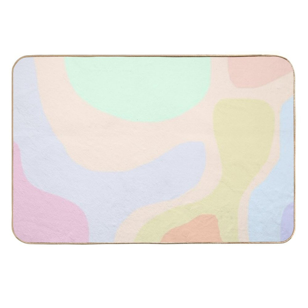 Minimalist Abstract Pastels Geometric Rounded Fun Shapes Tapestry  Non-Slip Bath Mat
