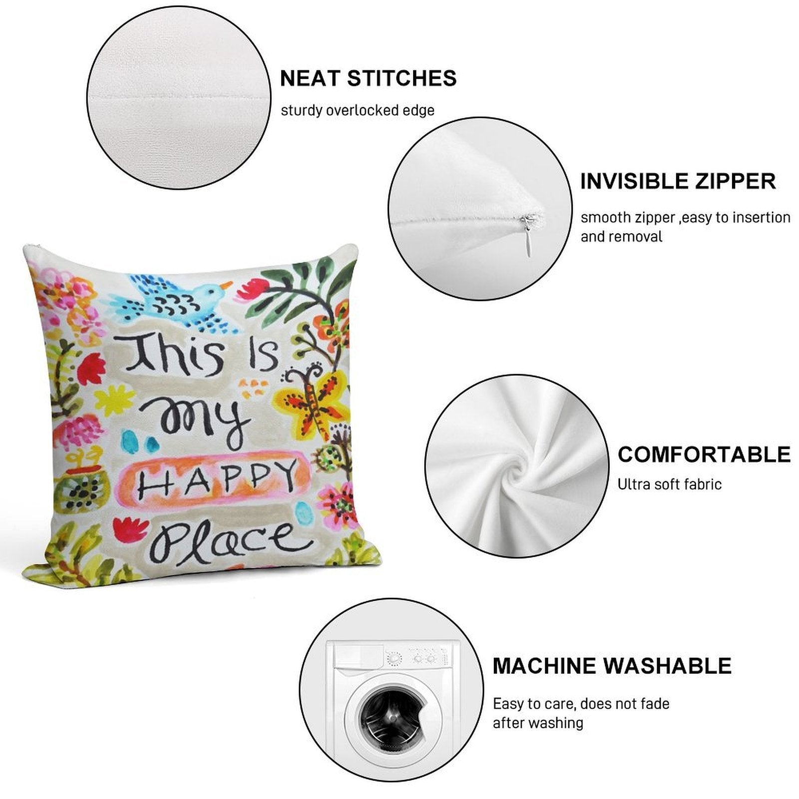 This Is My Happy Place Soft Style Accent Throw Pillow