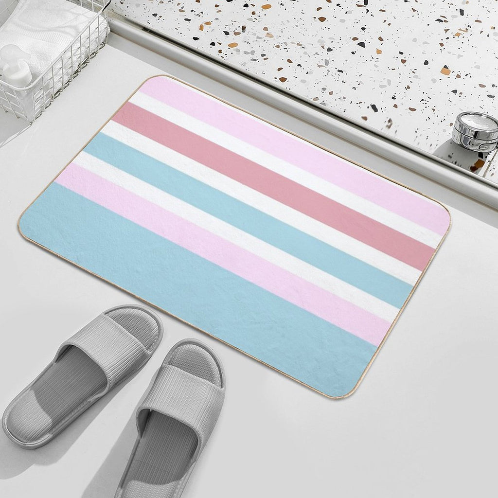 Peppermint And Strawberry Gum Stripes  Absorbent Bath Mat