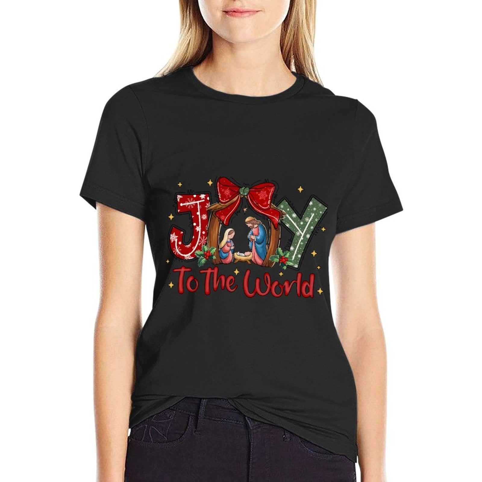 Joy To The World Christian Christmas Nativity Baby Jesus  Relaxed-fit T-Shirt