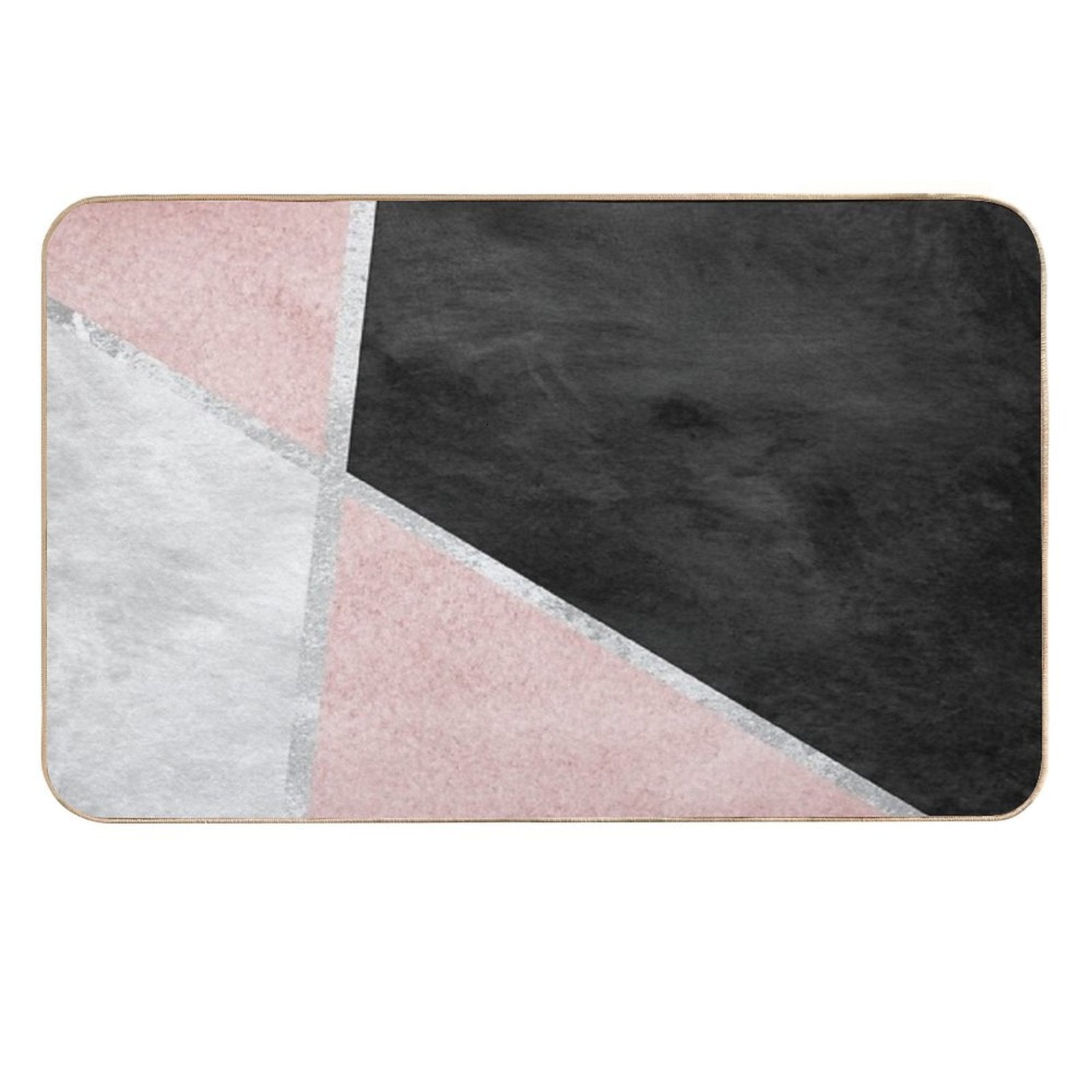 Pink, Silver And Black Geometric Design  Slip-Resistant Bath Mat