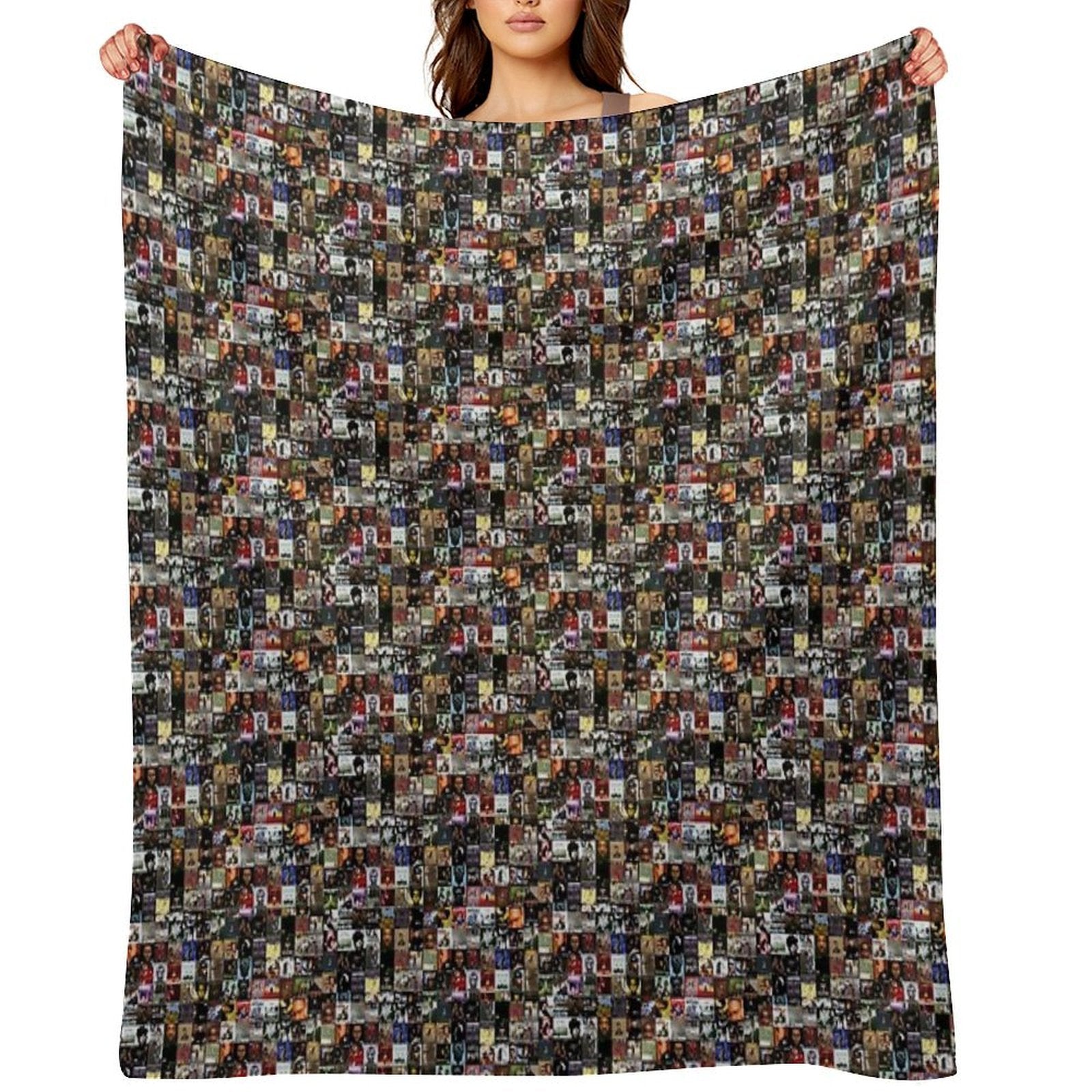 Music Cover Montage Hip Hop Shrink-resistant Throw Blanket