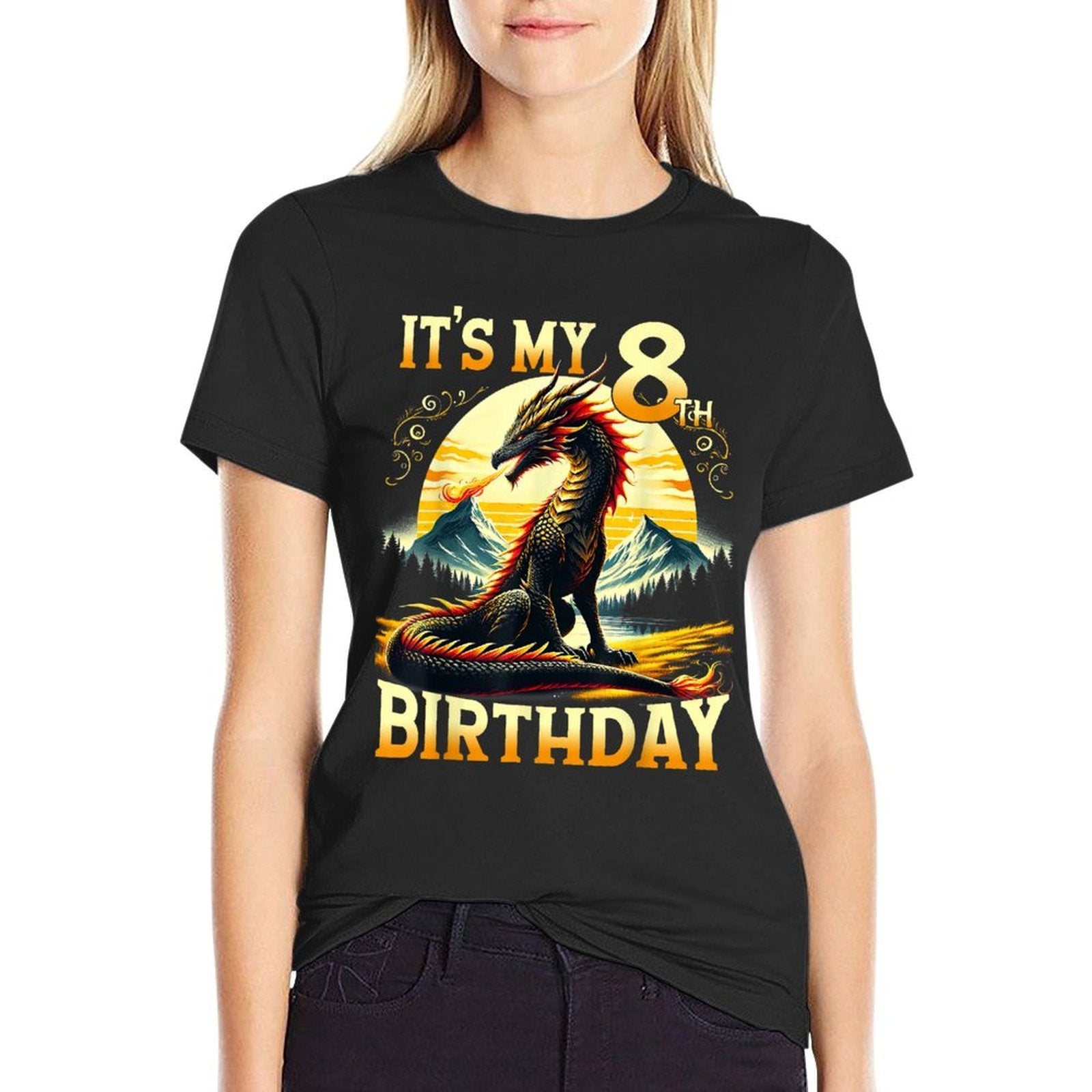 It's My 8th Birthday Dragon 8 Birthday 8 Year Old Boy  Cotton T-Shirt