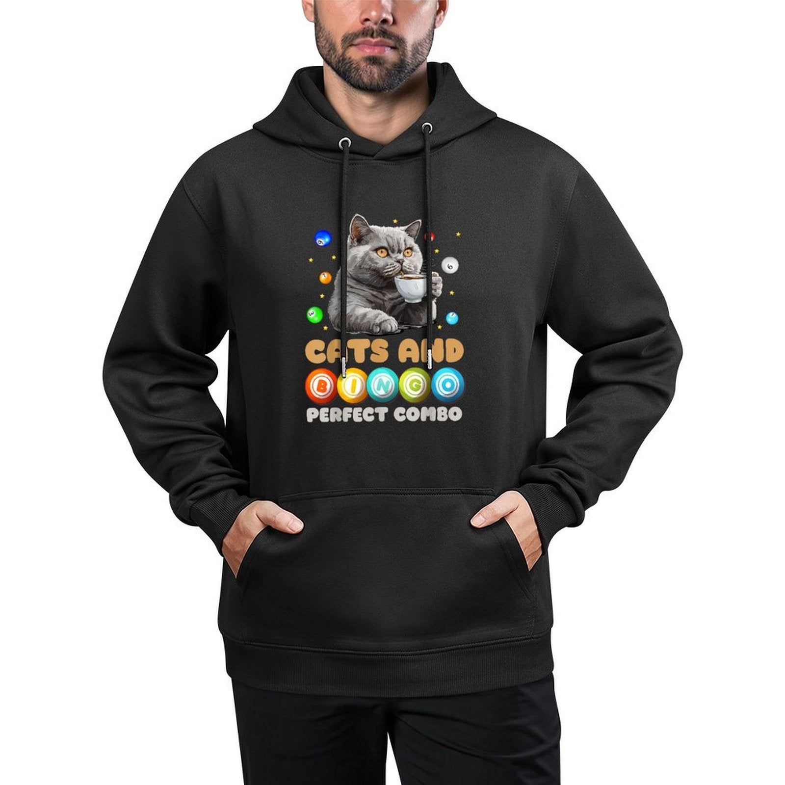 Bingo Player CATS AND BINGO PERFECT COMBO Funny Adjustable Hood Hoodie
