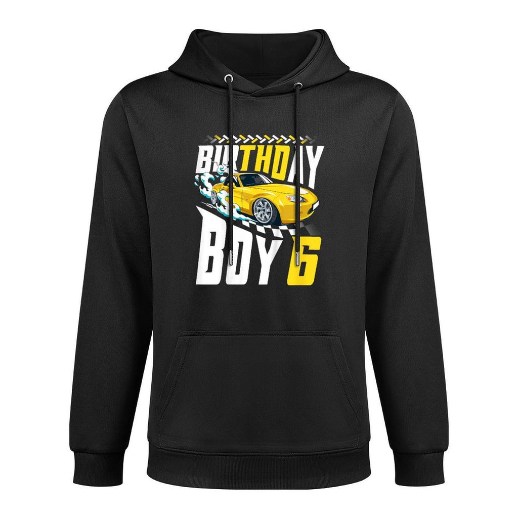Kids Birthday Boy 6 Years Race Car 6th Birthday Racing Car Moisture-Wicking Hoodie