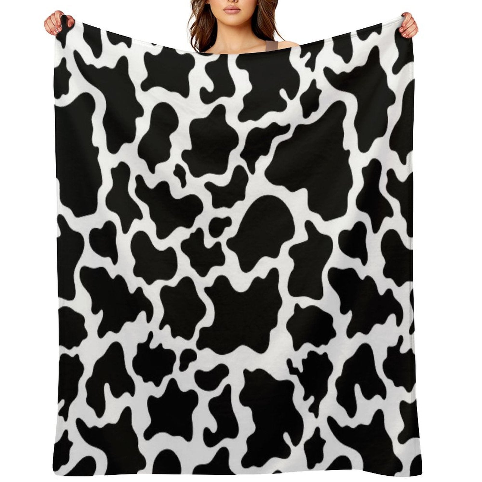 Classic Cowhide Pattern - Black And White Animal Print Design All-season Throw Blanket