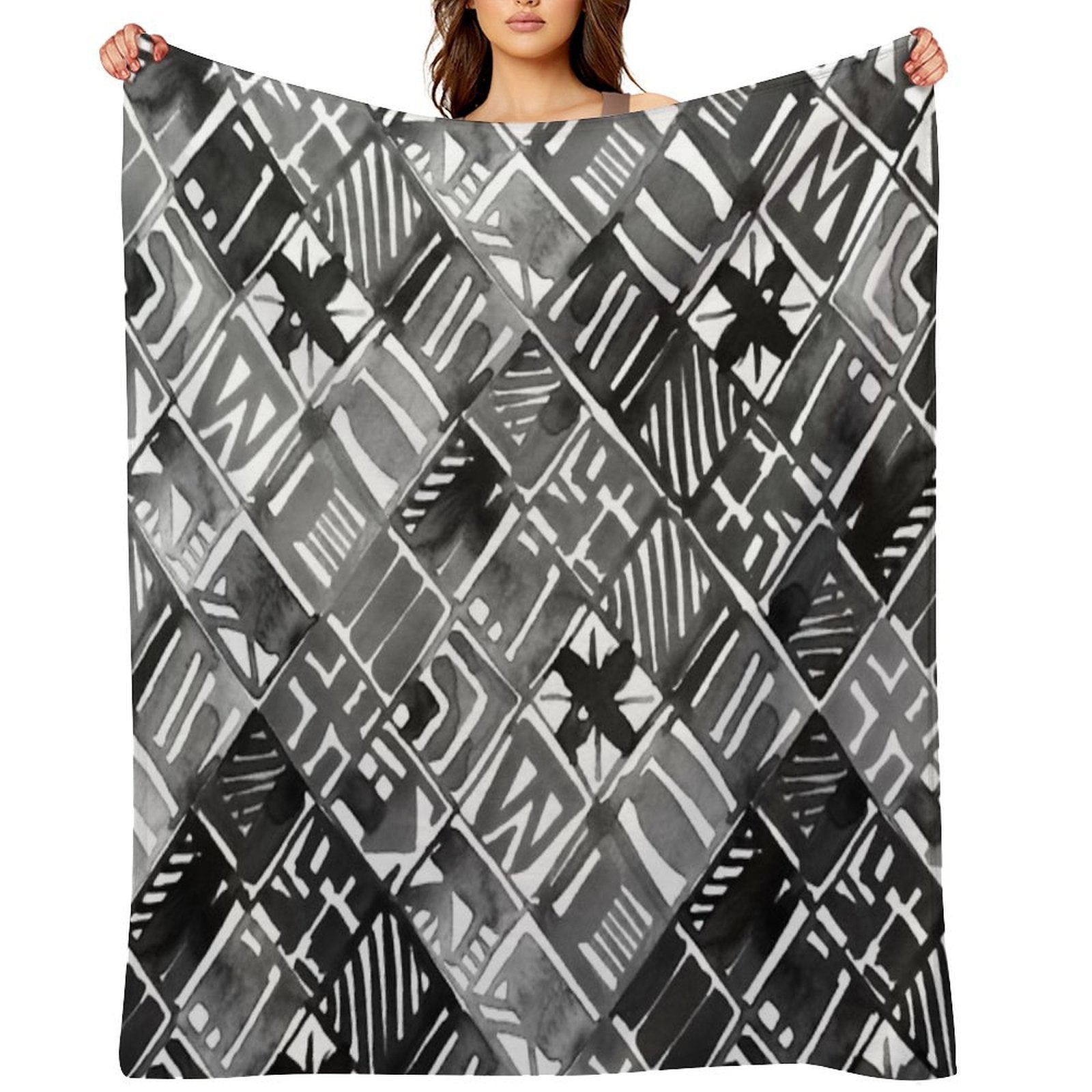 Classic Black Summer Geo Easy Care Throw Blanket
