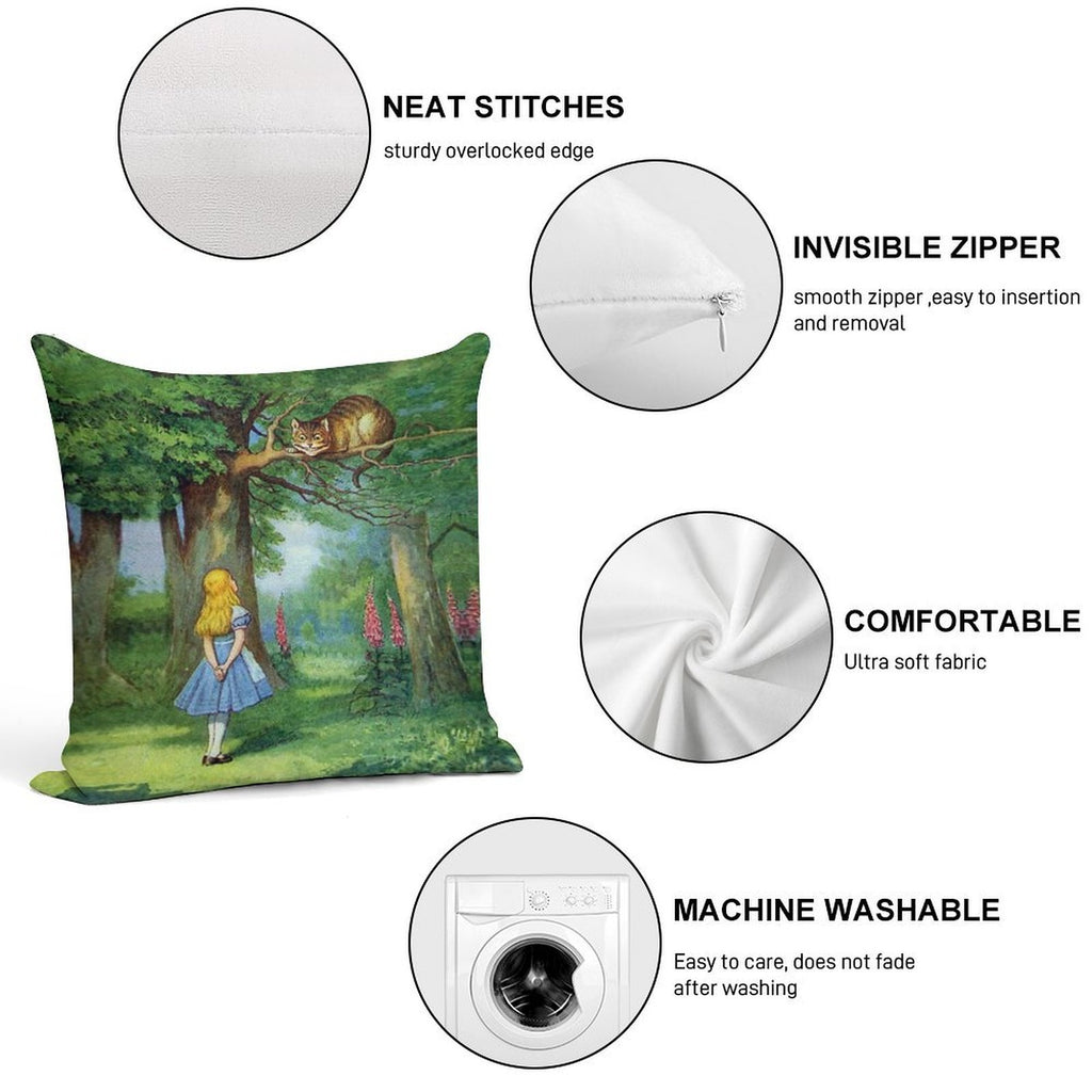 Cheshire Cat Soft Shrink-Resistant Throw Pillow