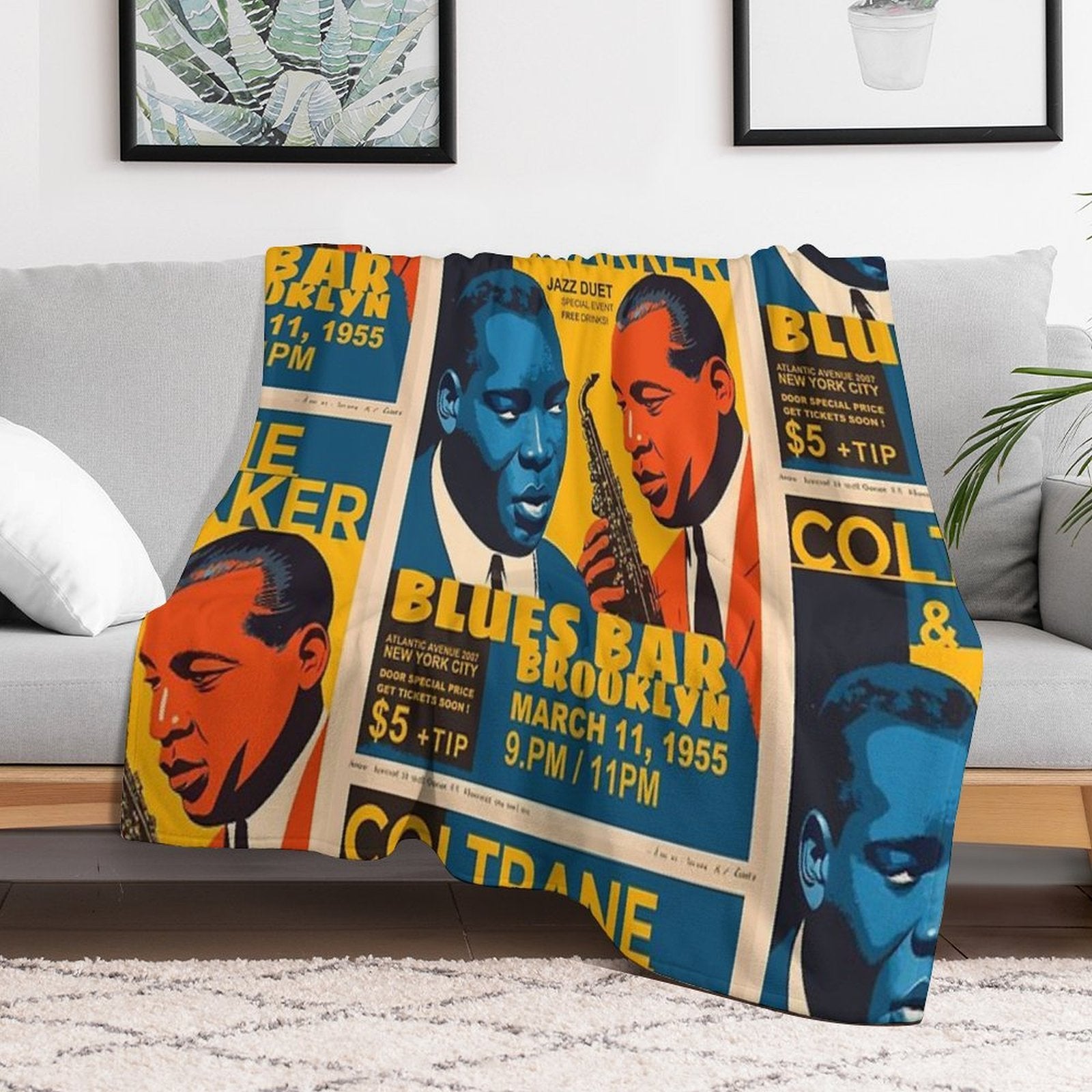 Jazz Poster Wrinkle-free Throw Blanket
