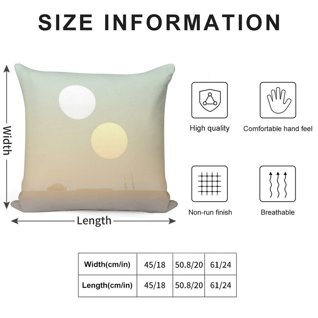 Two Suns Soft Short Plush Fabric Throw Pillow