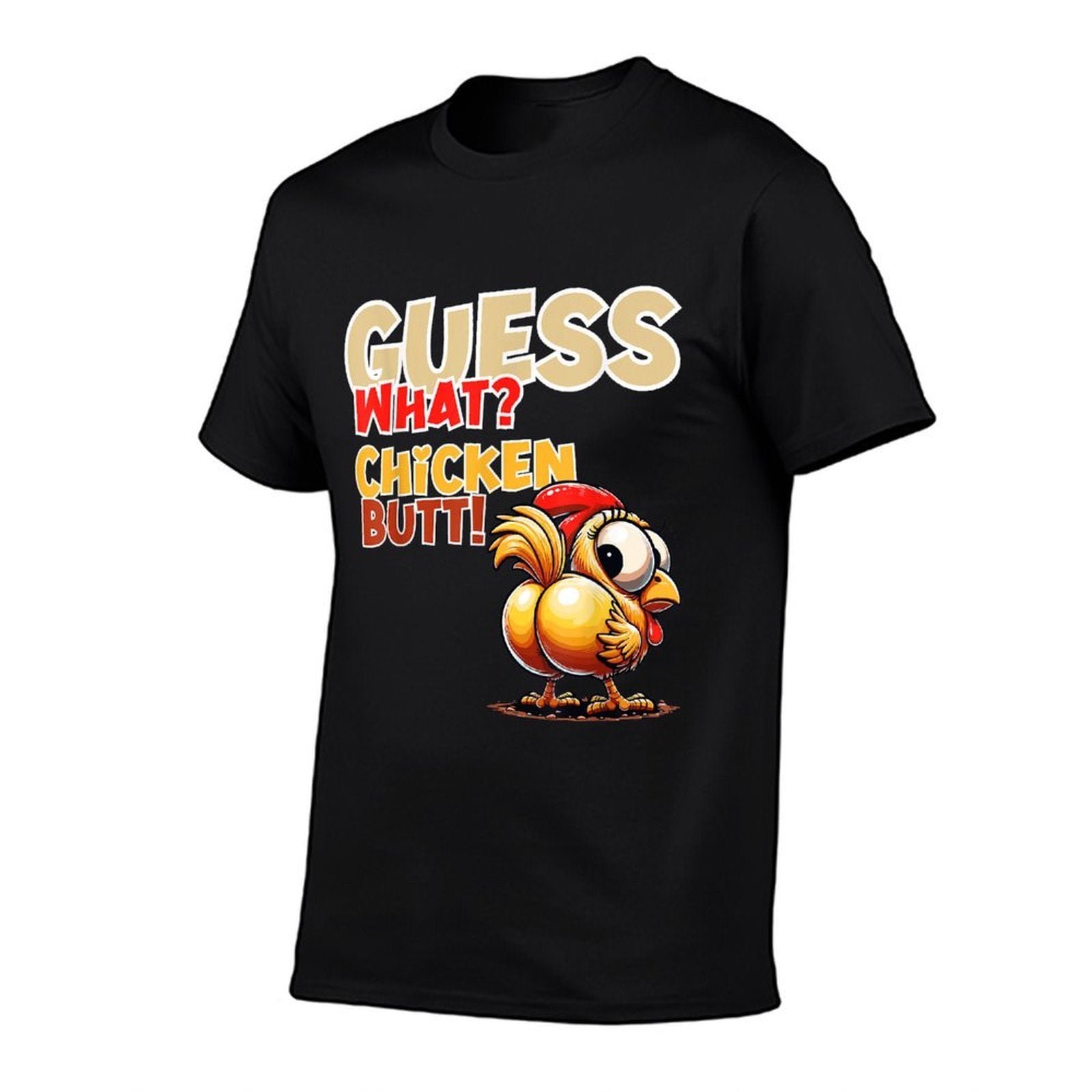Quess What Chicken Butt Funny Chicken Butt Kids Boys Girls  Polyester Blend T-Shirt