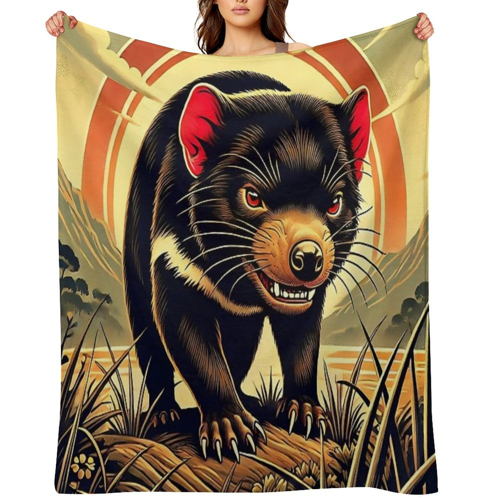 Tasmanian Devil  Tasmanian Devil Lovers Sustainable Throw Blanket