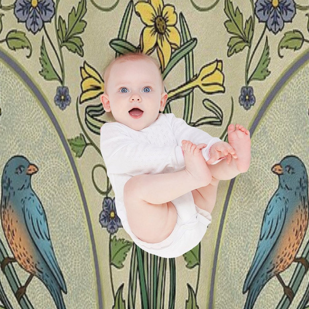Bluebirds And Spring Blossoms Inspired By Art Nouveau Comfort Throw Blanket