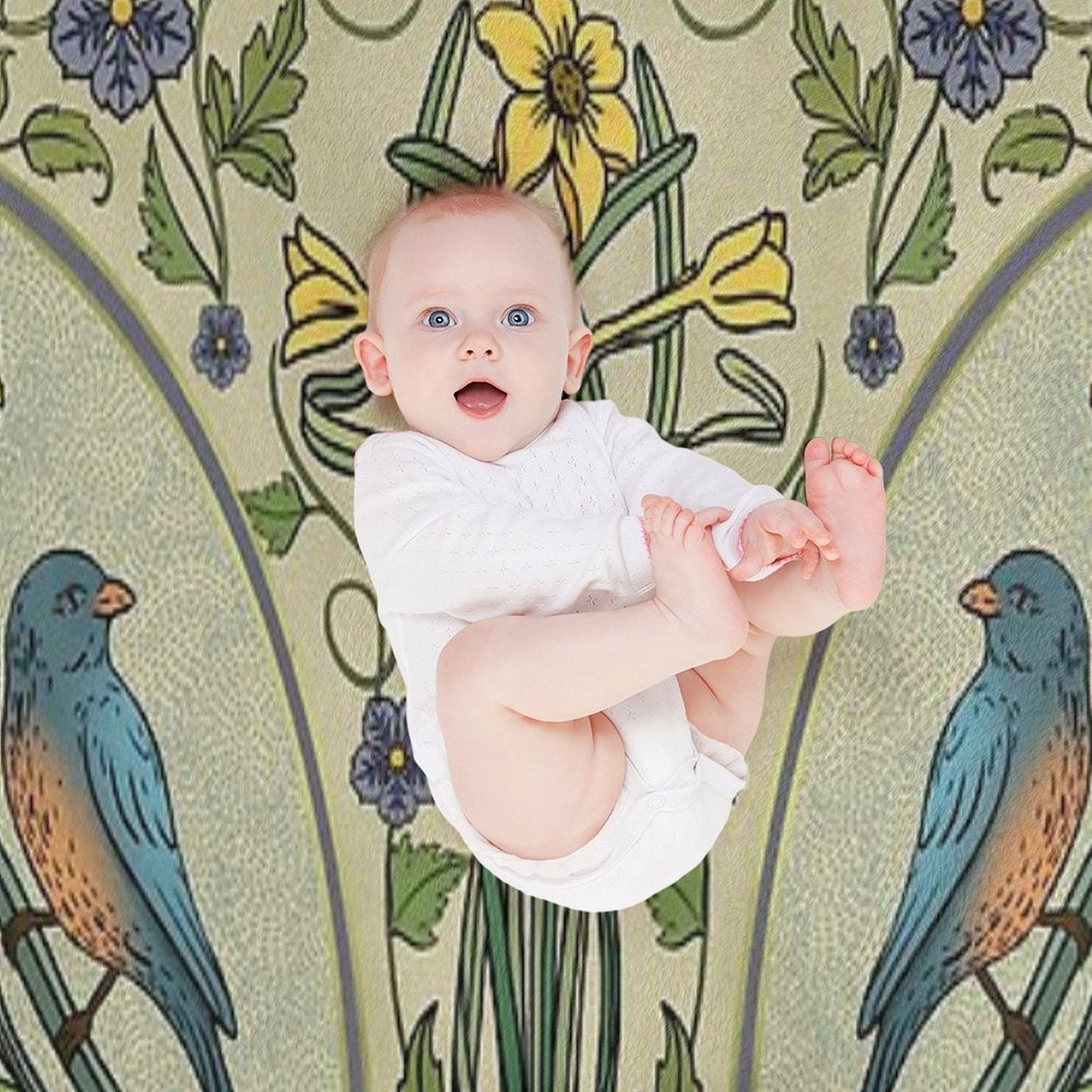 Bluebirds And Spring Blossoms Inspired By Art Nouveau Comfort Throw Blanket