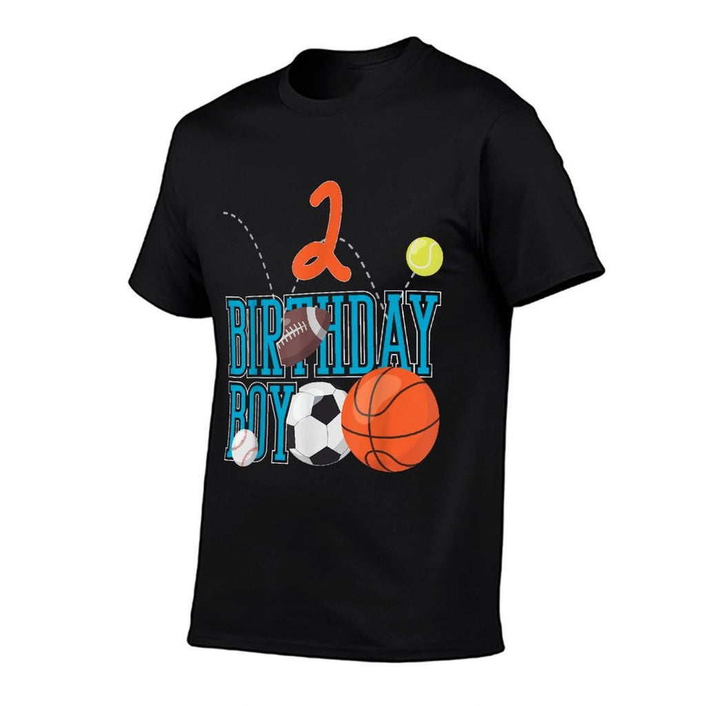 2 Years Old Birthday Boy Sports Matching Family  Heathered Texture T-Shirt