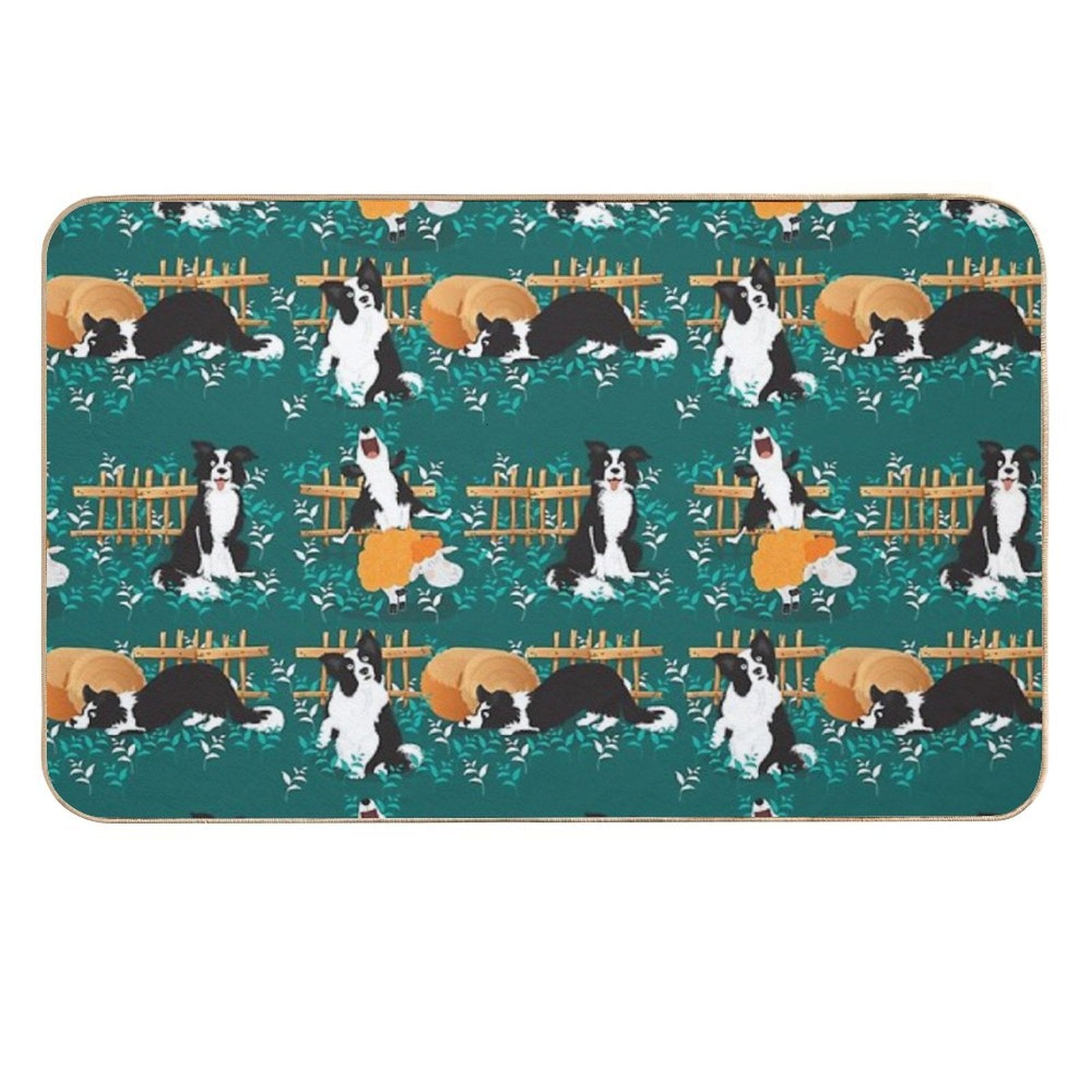 Border Collie Playing with Sheep  Non-Slip Bath Mat
