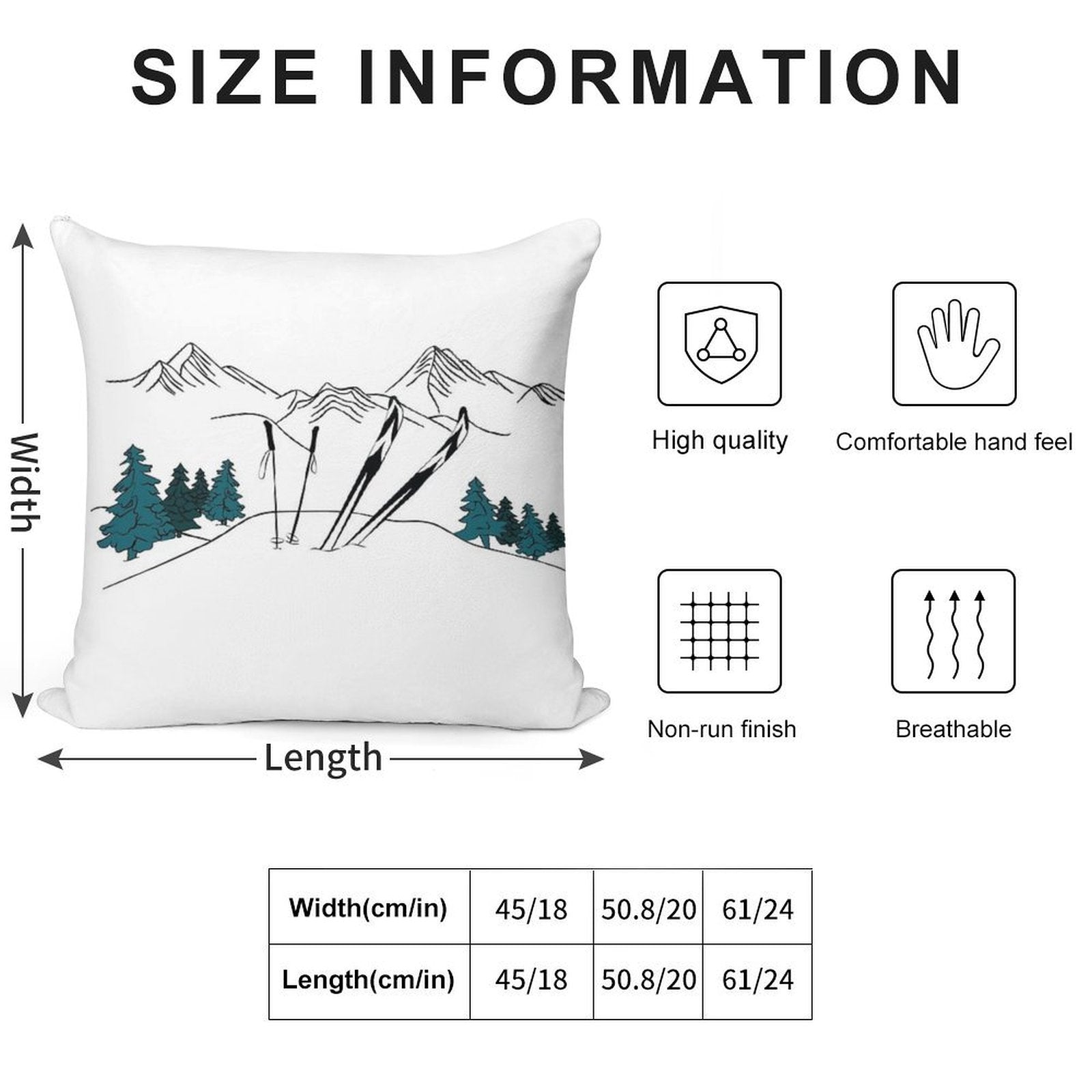 Ski You Later Winter Sports Scene Soft Reinforced Edging Throw Pillow