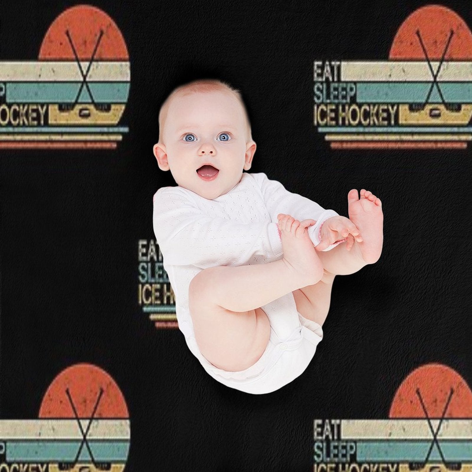 Ice Hockey Vintage Eat Sleep Premium Throw Blanket
