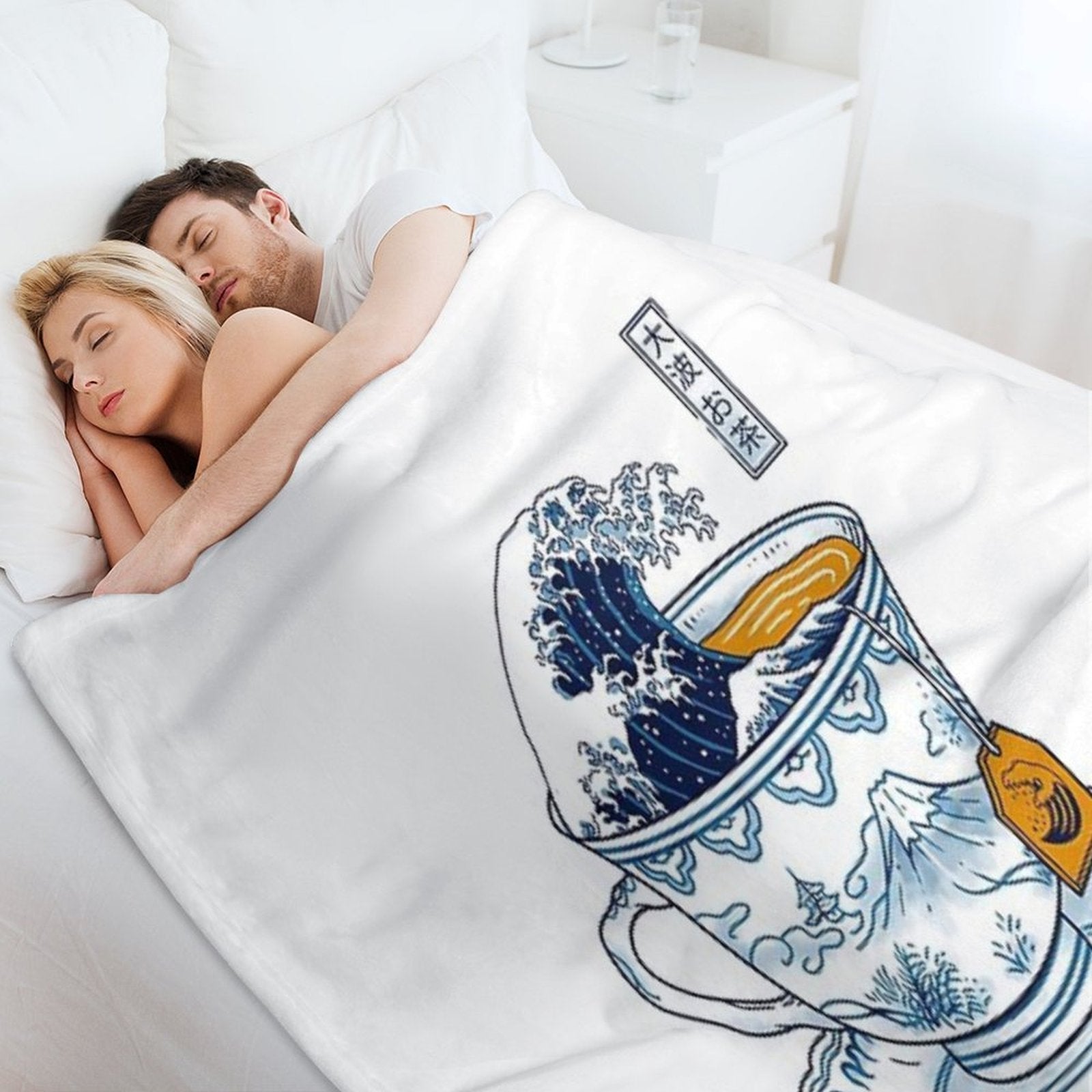 The Great Kanagawa Tea Sustainable Throw Blanket