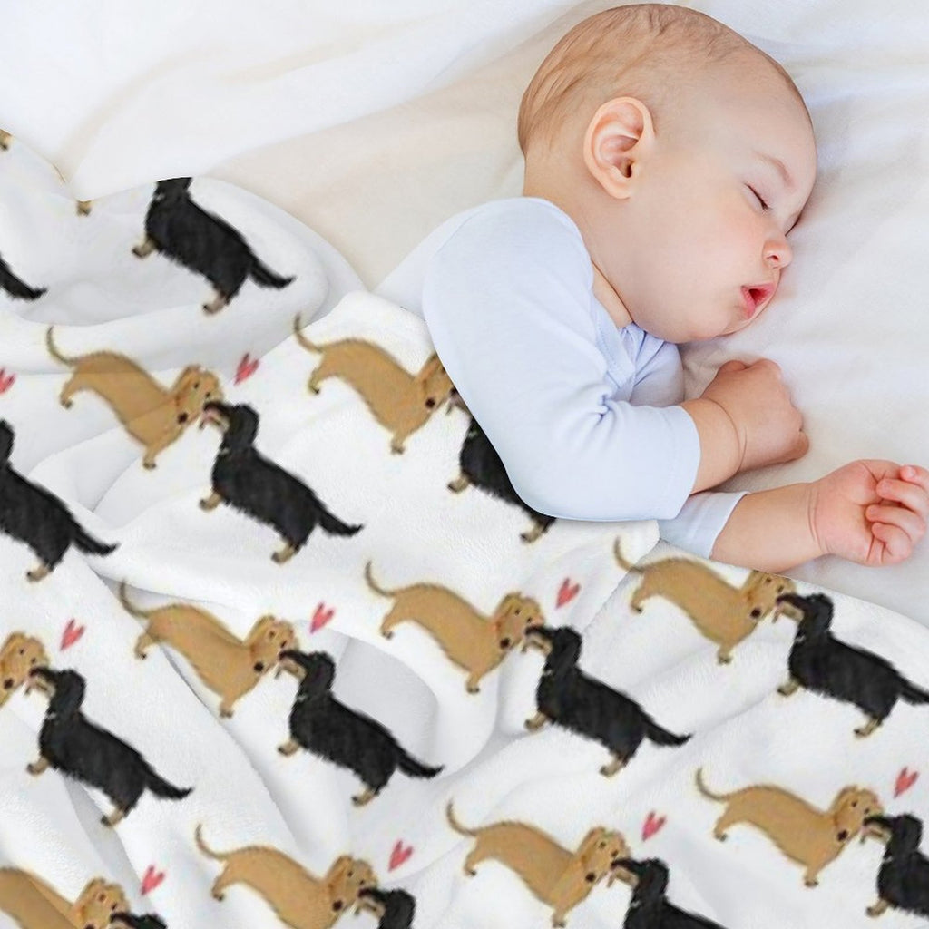 Dachshunds Love Dogs with Heart Cute Wiener Dogs All-season Throw Blanket