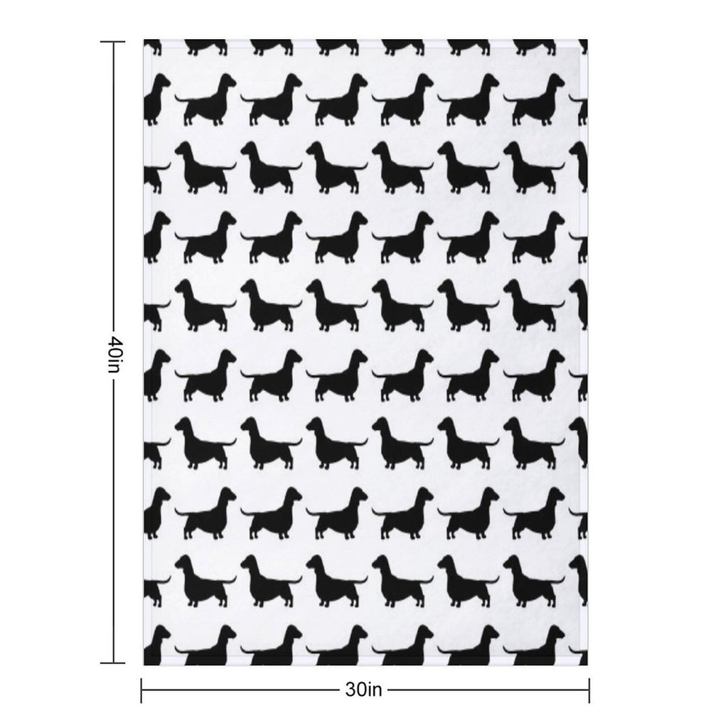 Dachshund Dog Silhouette(s)  Smooth Coated Wiener Dog Velvety-soft Throw Blanket