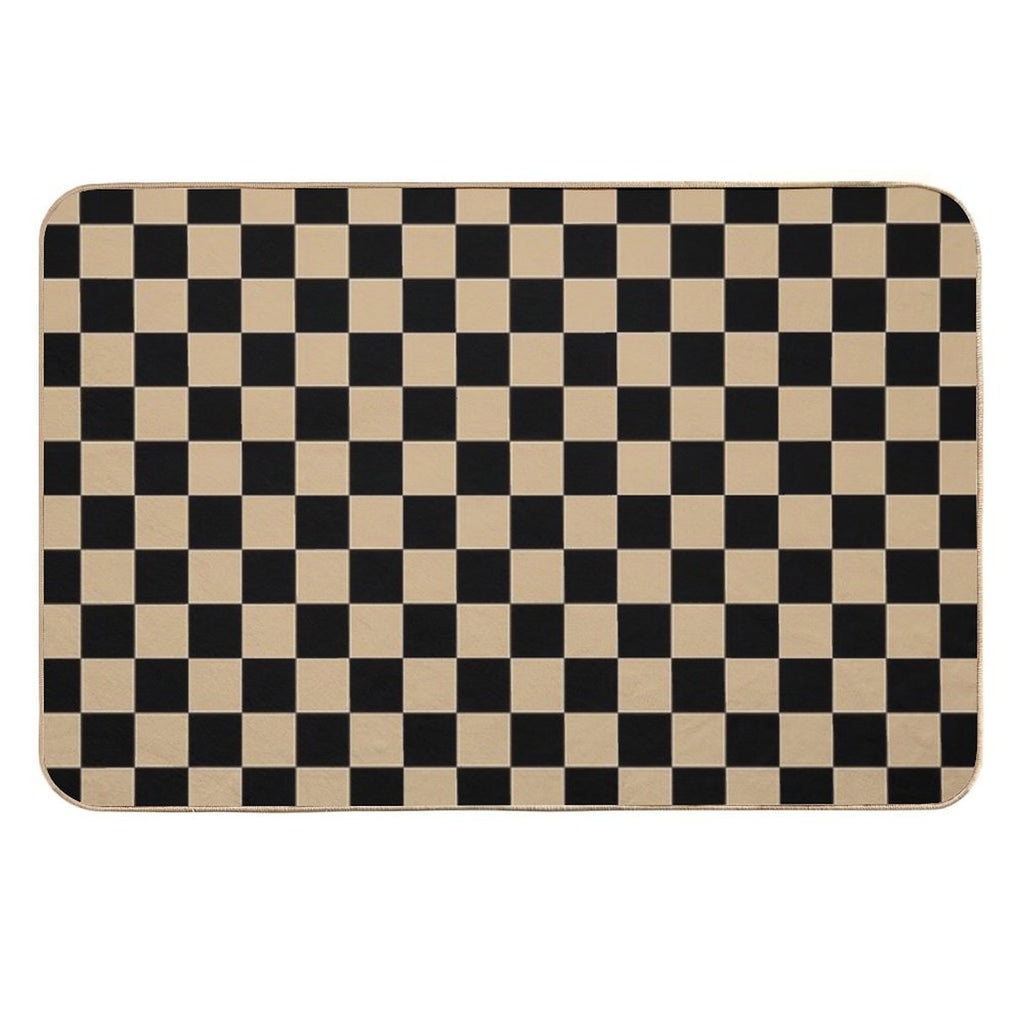Black And Tan Brown Checkerboard  Versatile Bath Mat