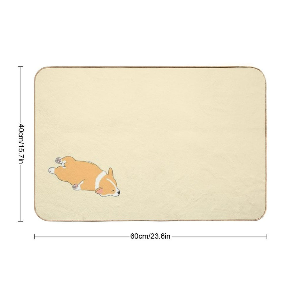 Cute Sploot Sleeping Corgi  Anti-Trip Bath Mat