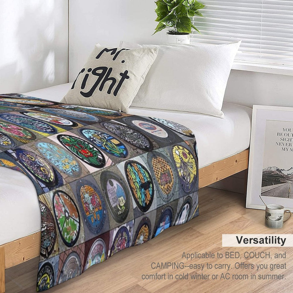 Japanese Manhole Covers Wrinkle-free Throw Blanket