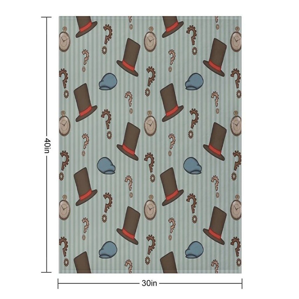 Professor Layton Repeated Pattern (Green) Easy Care Throw Blanket