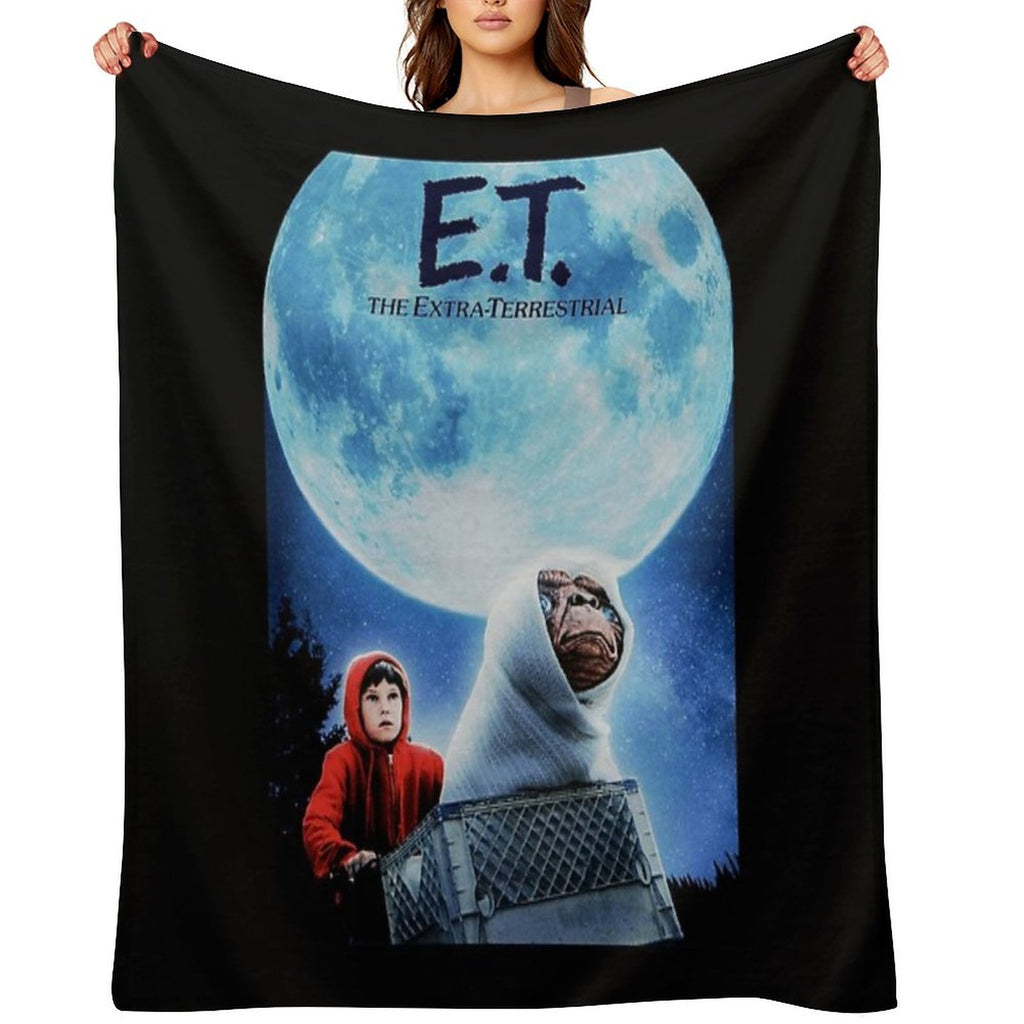 E.T. The Extra Terrestrial (1982) Movie Classic . Premium Throw Blanket