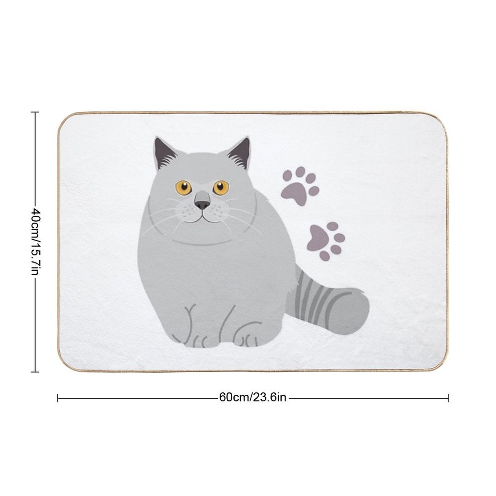 British Shorthair Cat And Paw Print  Rapid-Drying Bath Mat