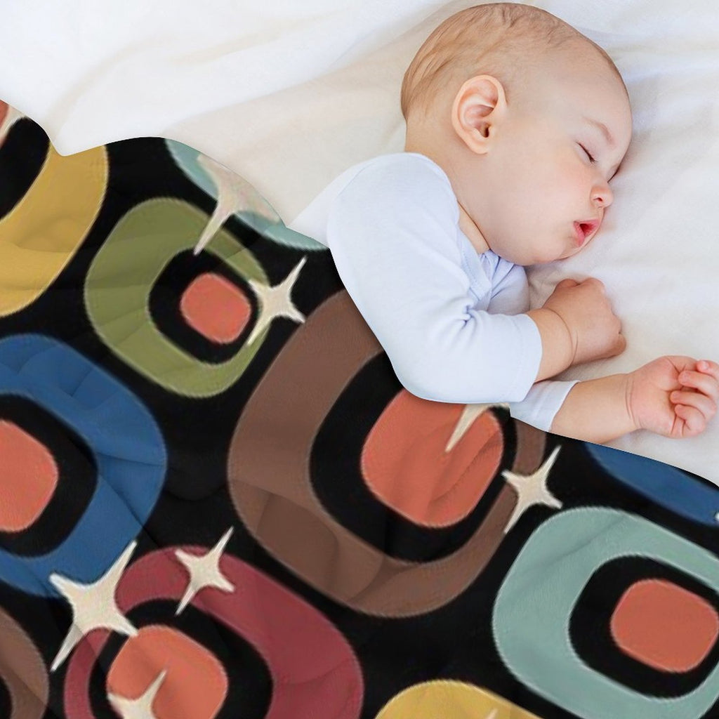 Mid-Century Modern Atomic Abstract Pattern Travel-friendly Throw Blanket