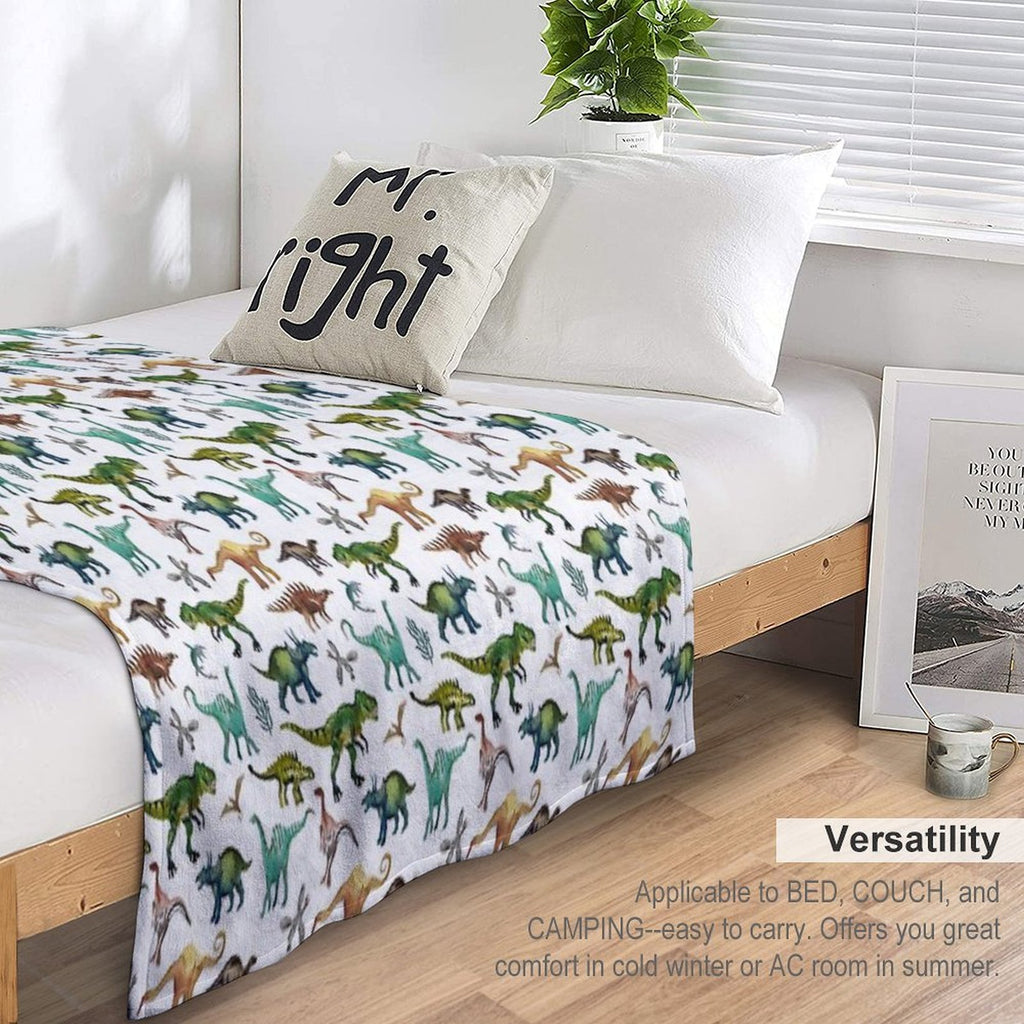 Dino-Mite Dreams for Kids  Trendy Dinosaur Pattern  Unique Gift Idea. Travel-friendly Throw Blanket