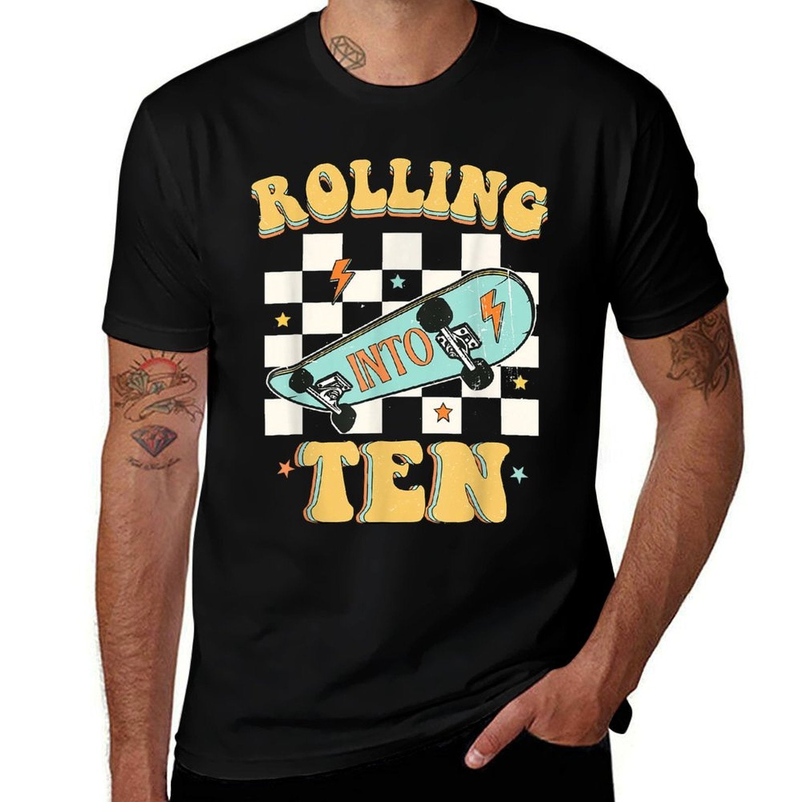 Rolling Into Ten Year Old Skateboard Skater 10th Birthday  Relaxed-fit T-Shirt