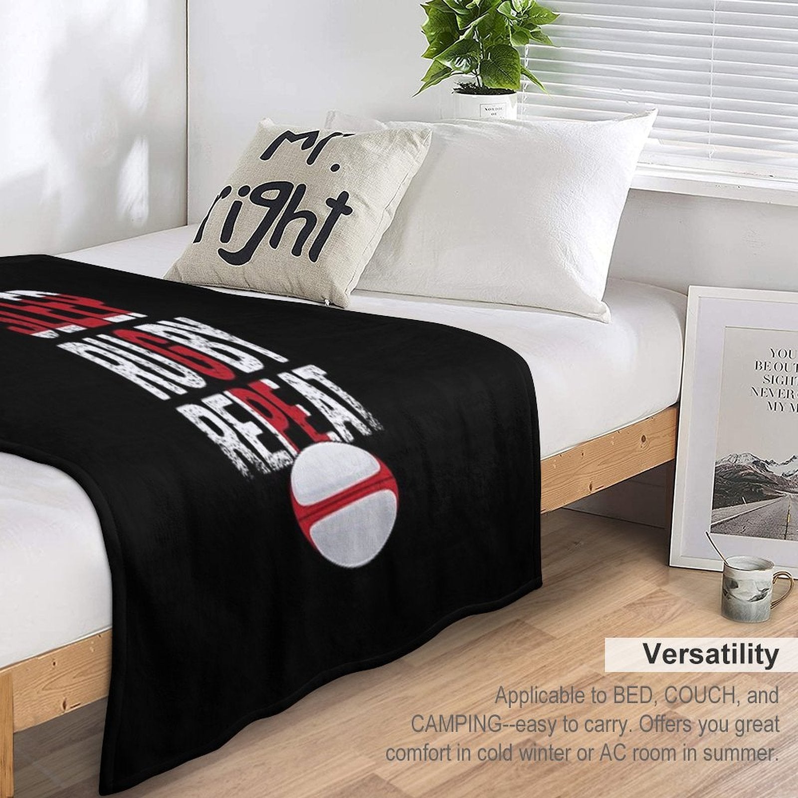 Eat Sleep Rugby Repeat England Rugby Quick-dry Throw Blanket