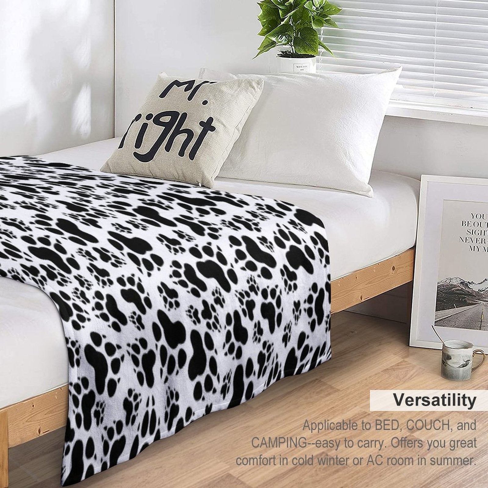 Dog Feets BLACK Easy Care Throw Blanket
