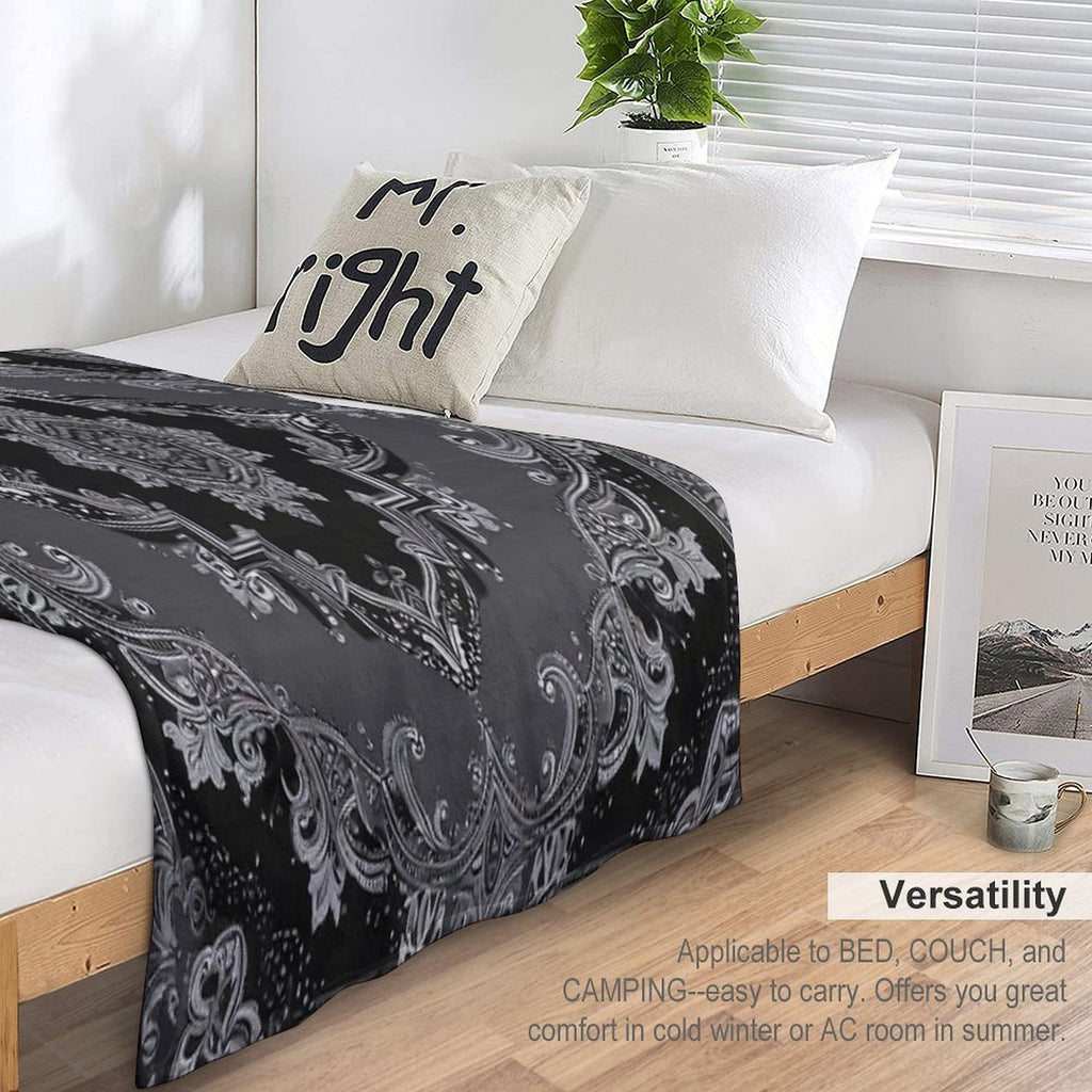 RogerPattern - Timeless Elegance Black & Gray Bandana for Fashion & Home Gift-ready Throw Blanket