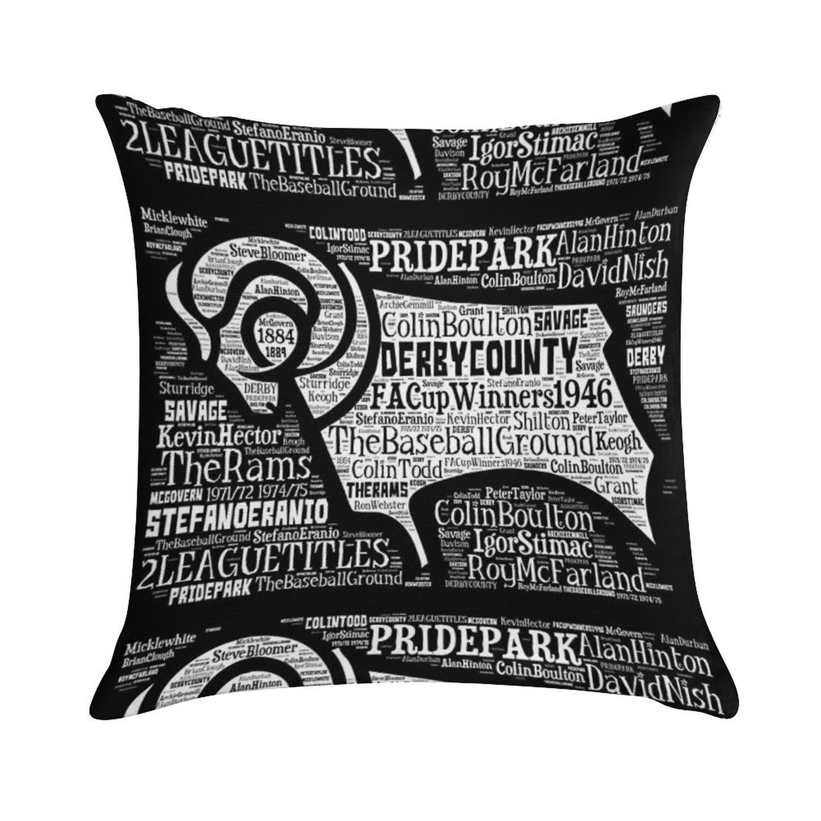 Derby County Club Crest Soft Fade-Resistant Throw Pillow
