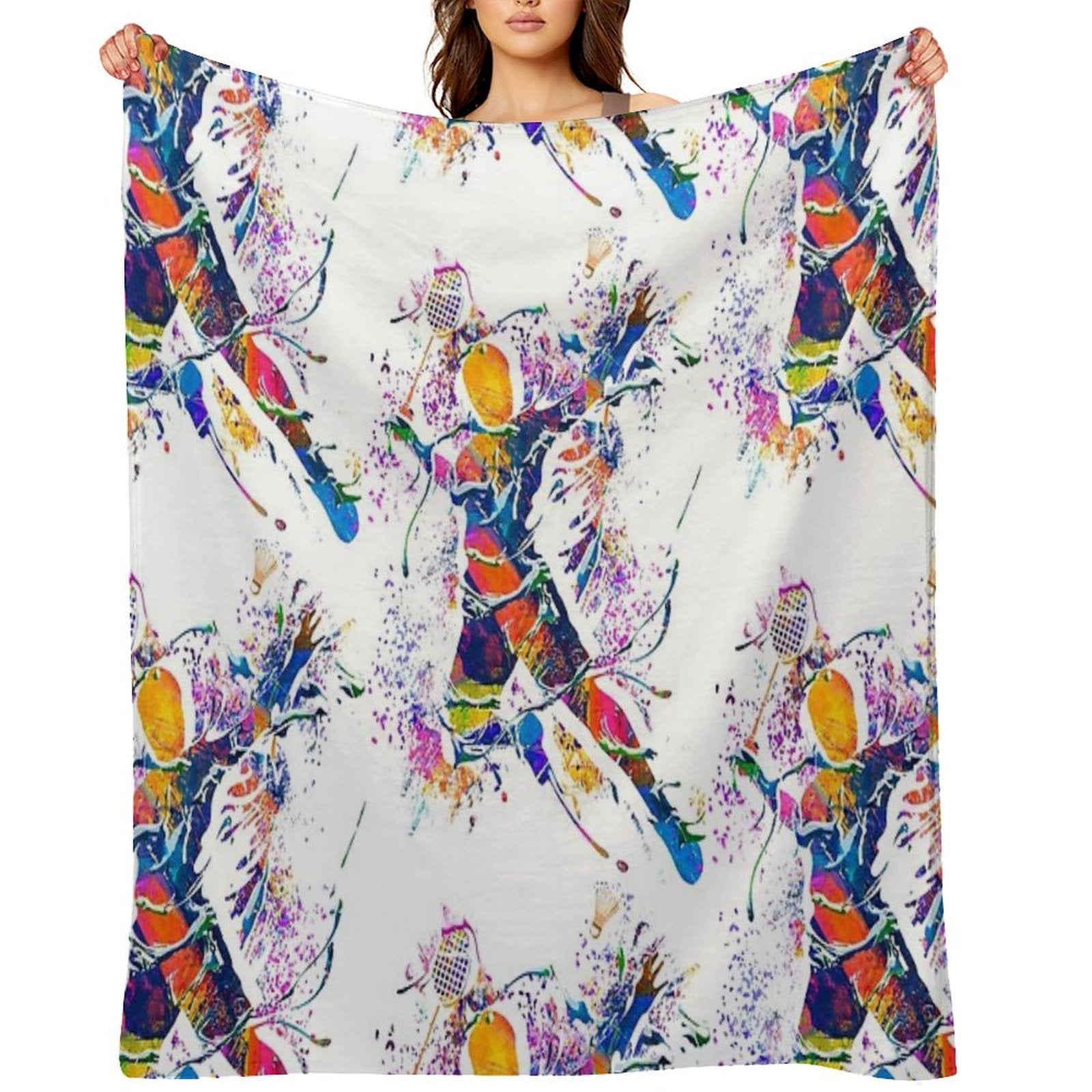 Badminton - Badminton Player - Badminton Smash Wrinkle-free Throw Blanket