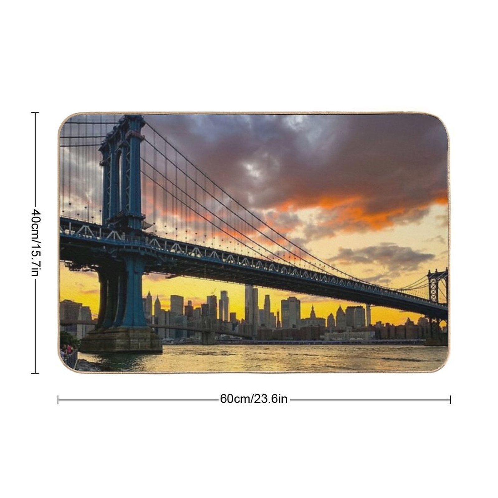 Manhattan Bridge Skyline Sunset Brooklyn New York City  Fade-Resistant Bath Mat