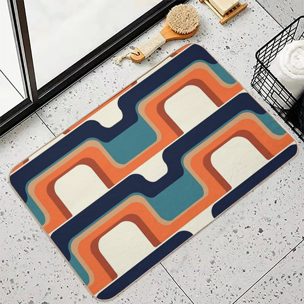 Mid-Century Modern Meets 1970s Orange & Blue  Odorless Bath Mat