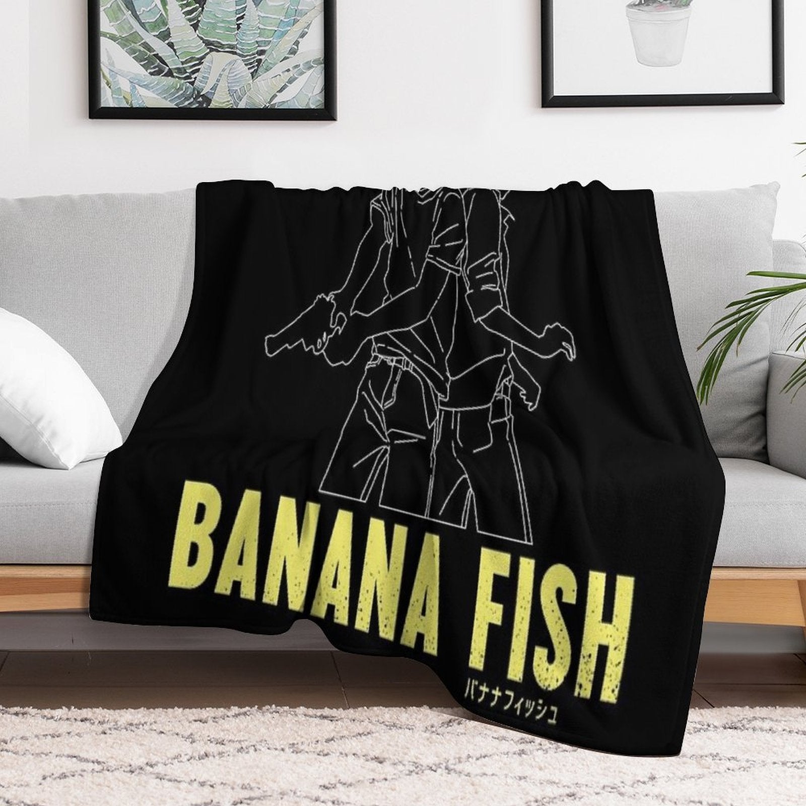 Banana Fish - Ash & Eiji Silhouette Compact Throw Blanket