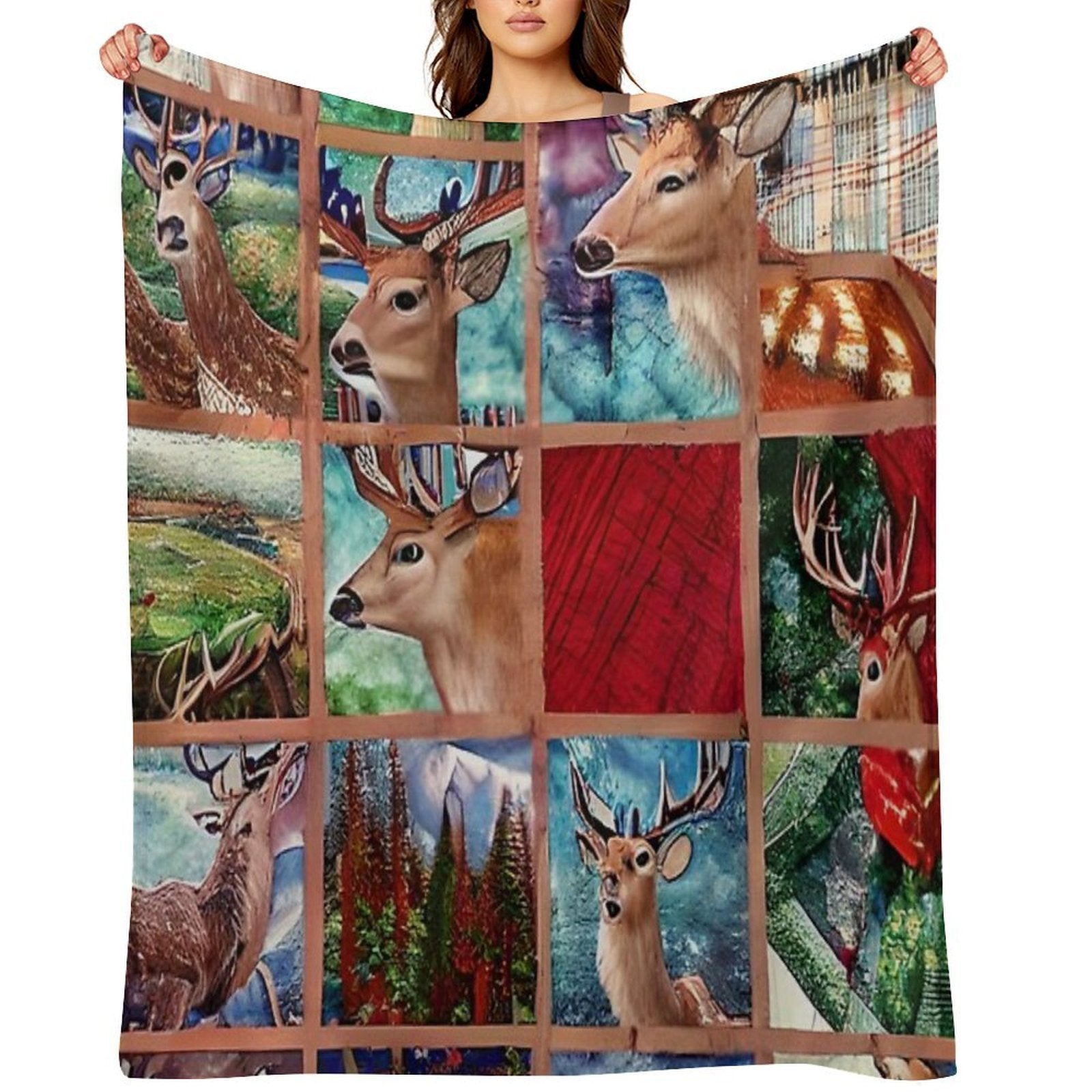 Country Quilt Simulated Quilt Patches Pattern Comfort Throw Blanket