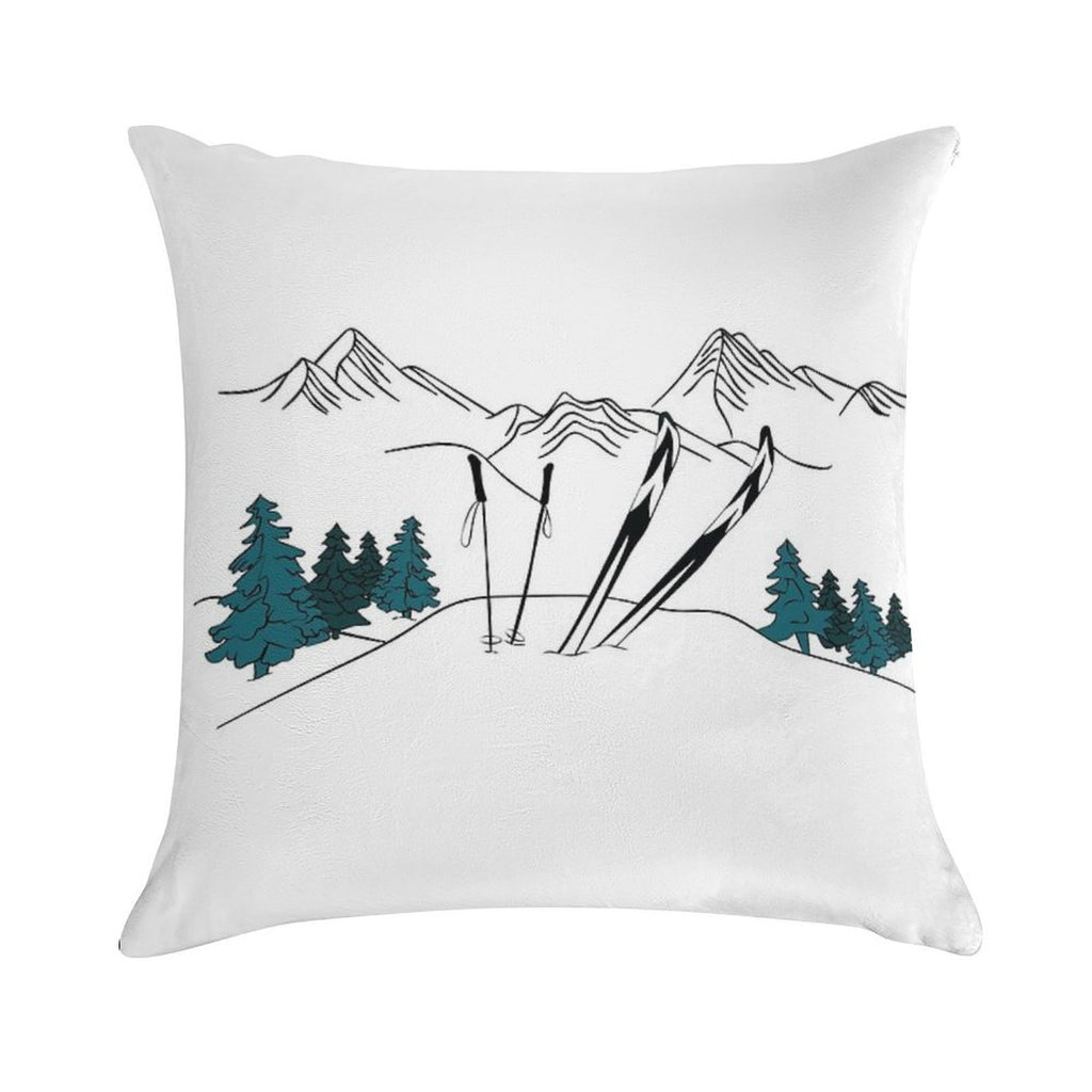 Ski You Later Winter Sports Scene Soft Reinforced Edging Throw Pillow