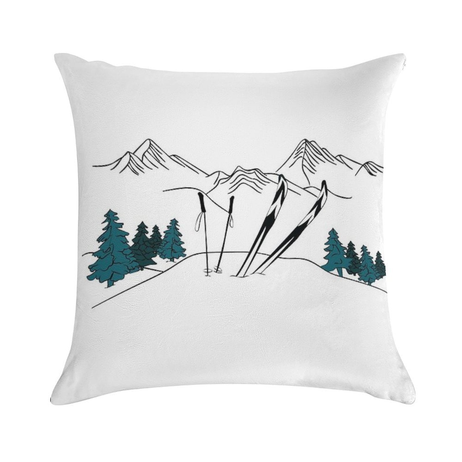Ski You Later Winter Sports Scene Soft Reinforced Edging Throw Pillow