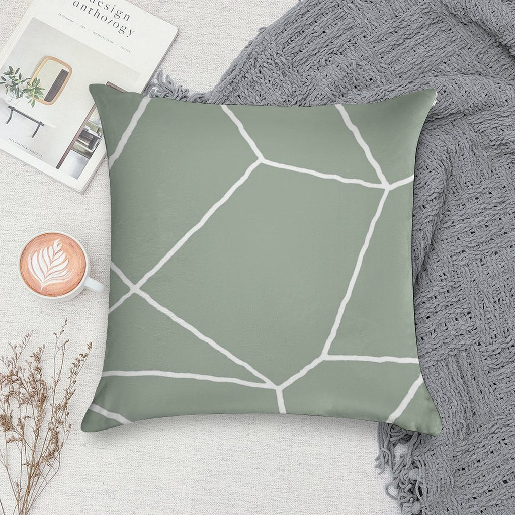 Geometric Sage Green Throw Pillow Soft Short Plush Fabric Throw Pillow