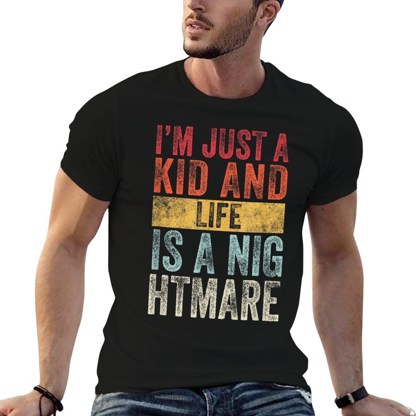 Im Just A Kid And Life Is A Nightmare  Oversized Silhouette T-Shirt