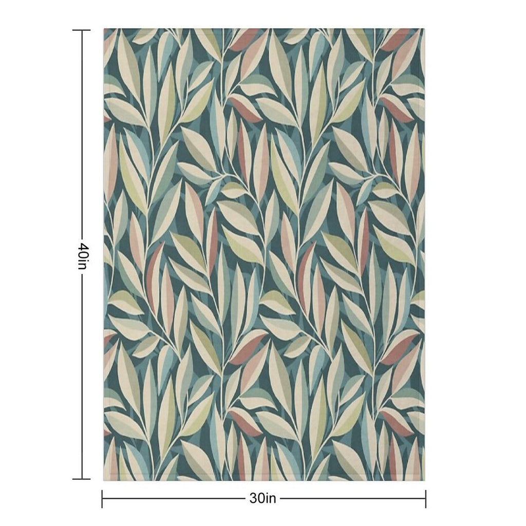 Peaceful Foliage And Shadows in Teal, Sage, Cream And Pink Pattern All-season Throw Blanket